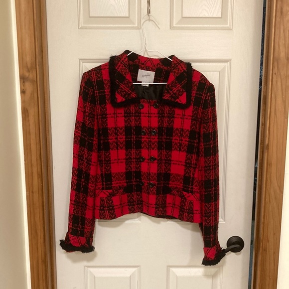 Red and black plaid blazer - Picture 1 of 7